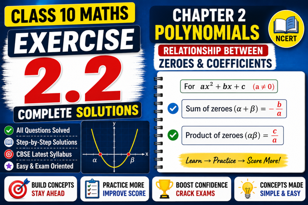 Class 10 Maths Exercise 2.2 Solutions | Relationship Between Zeroes and Coefficients