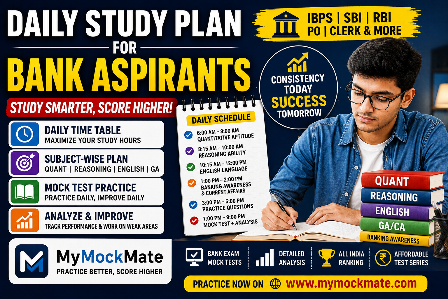 daily study plan for bank aspirants to crack exams faster