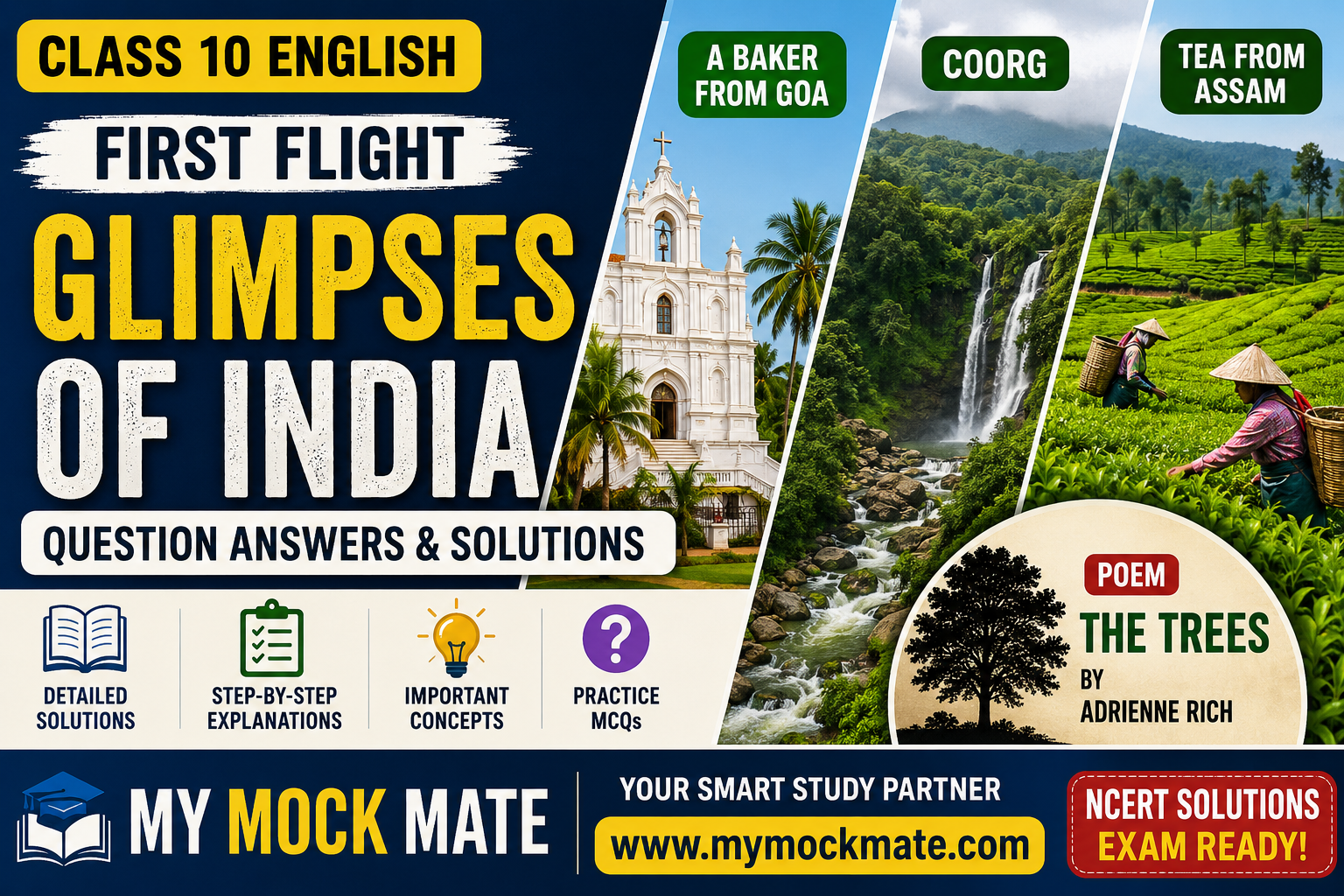 glimpses of india, class 10 english, first flight, ncert solutions, a baker from goa, coorg, tea from assam, the trees, cbse english, class 10 notes, important questions, exam preparation