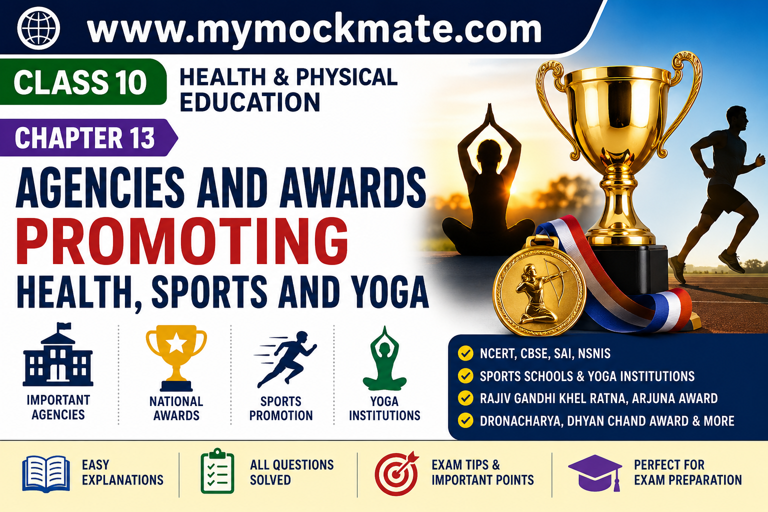 health and physical education, class 10 pe, agencies and awards, sai, nsnis, yoga institutions, sports awards, cbse pe notes, ncert solutions, physical education chapter 13