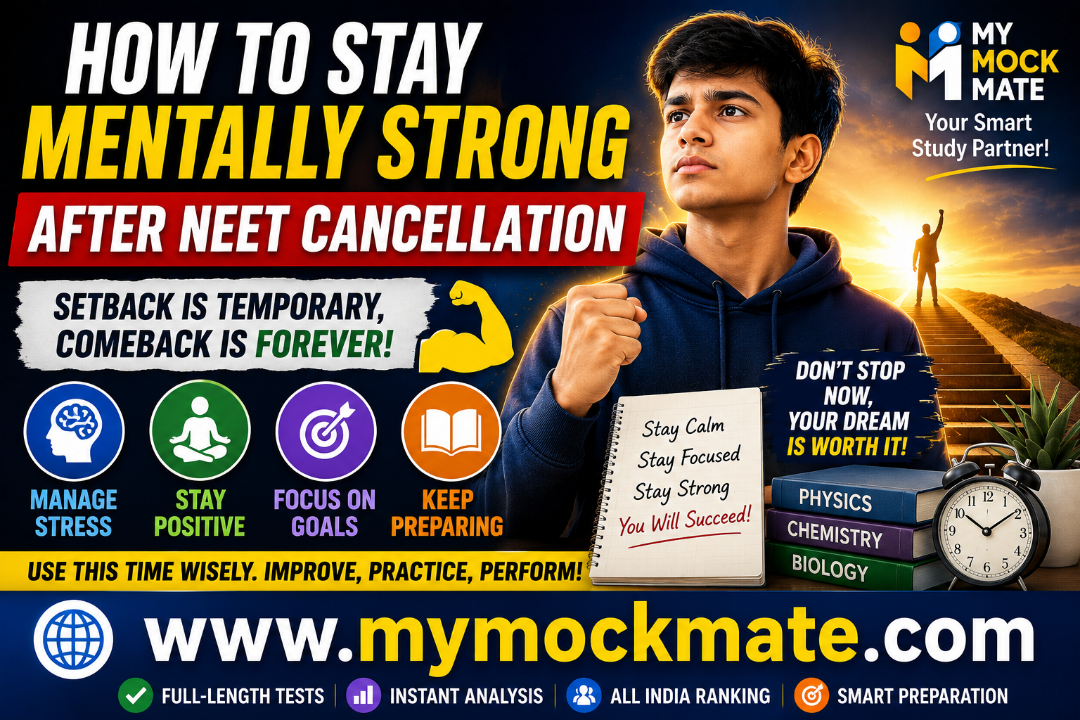 how to stay mentally strong after neet cancellation