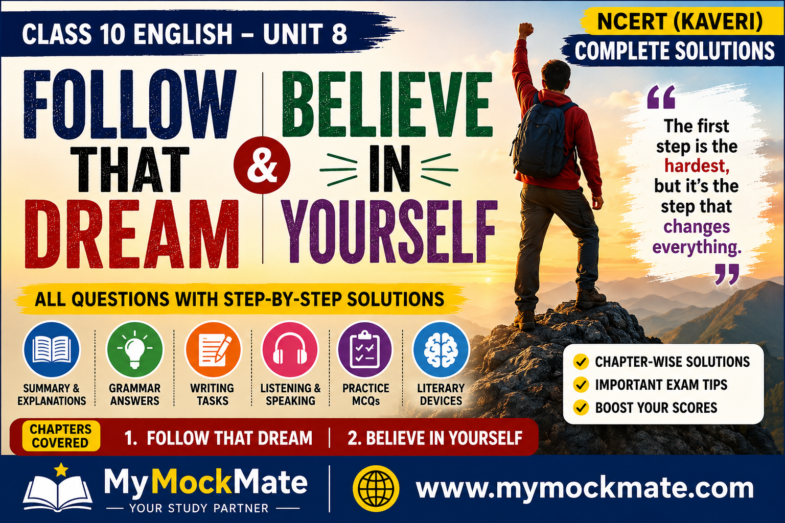 ncert class 9 english follow that dream & believe in yourself – complete solutions