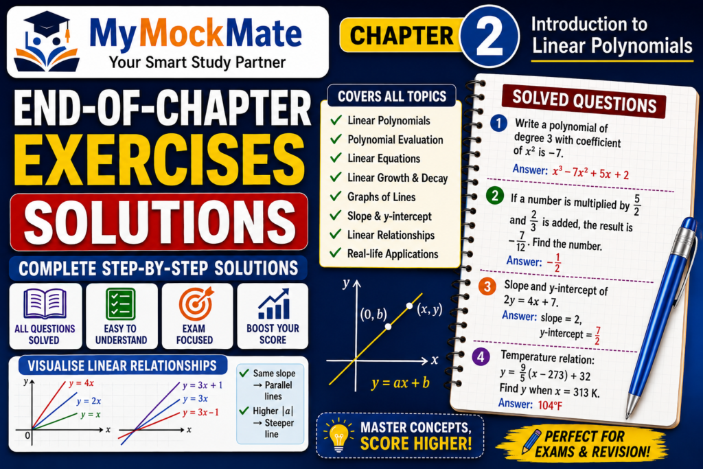 NCERT Class 9 Maths End-of-Chapter Exercises Solutions – Linear Polynomials