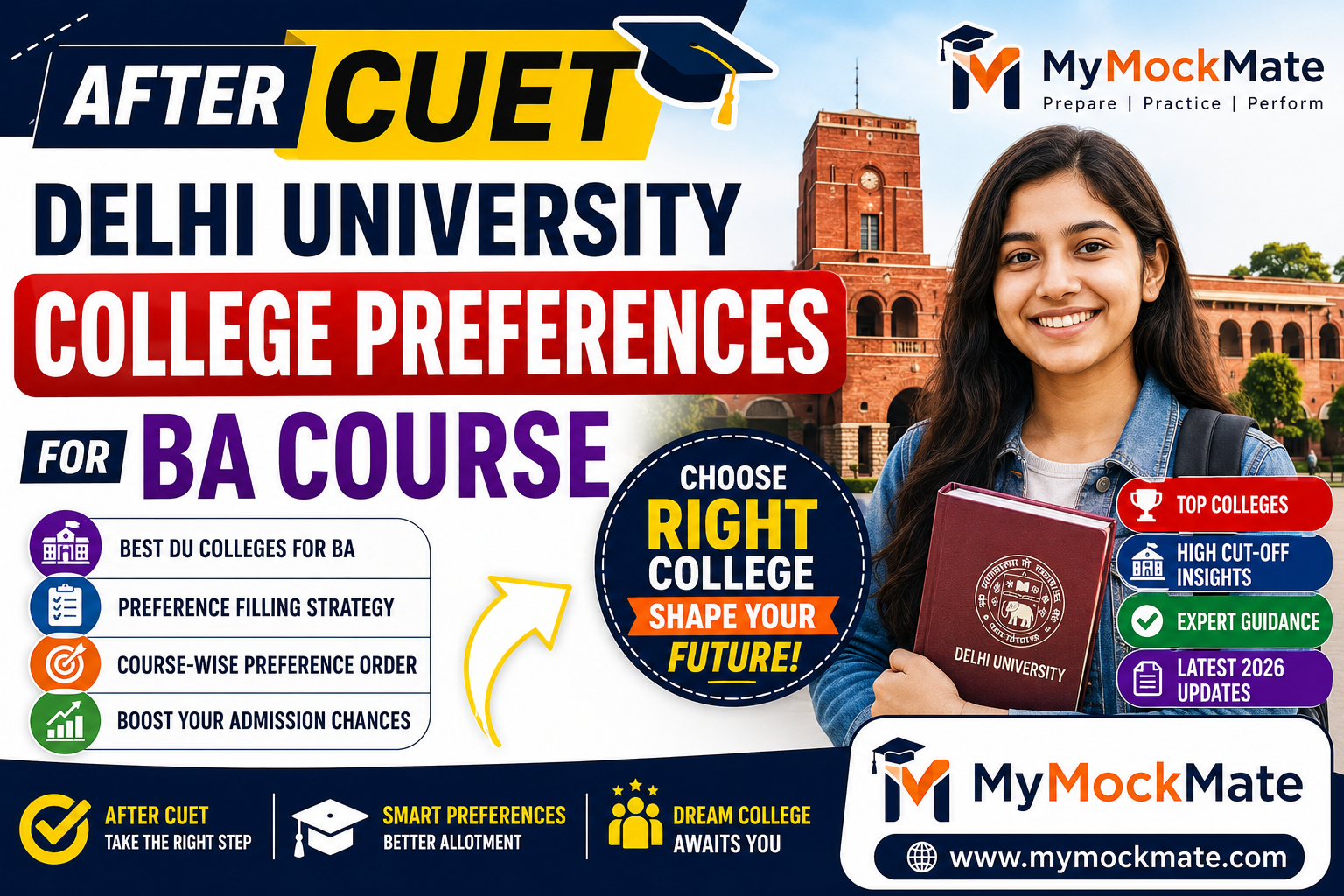 After CUET Best Delhi University College Preferences for BA 2026