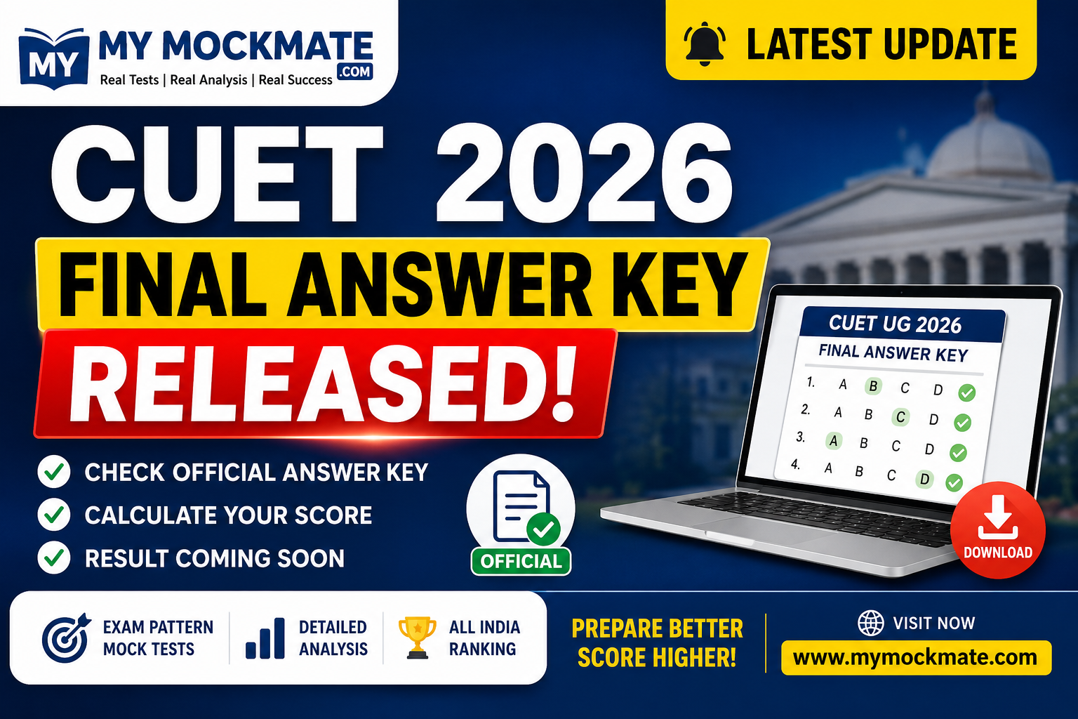 CUET Final Answer Key 2026 Released