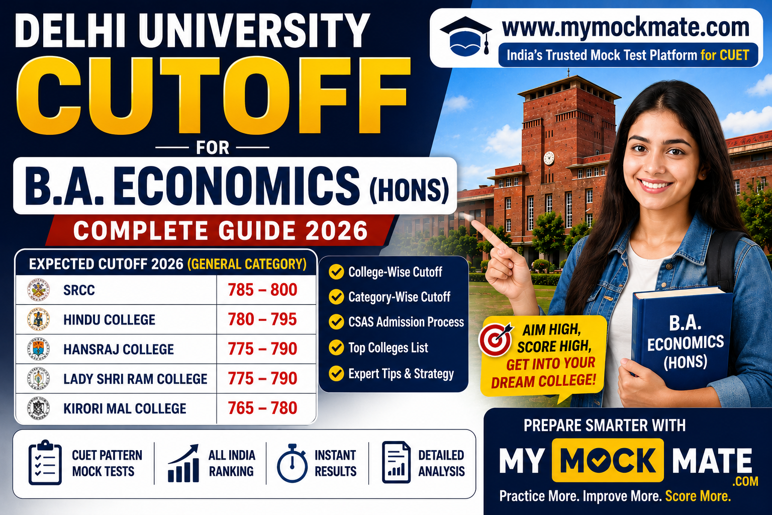 du b.a. economics (hons) cutoff 2026 college wise guide