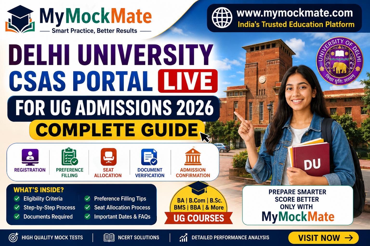 Delhi University CSAS Portal Live for UG Admissions 2026 Guide