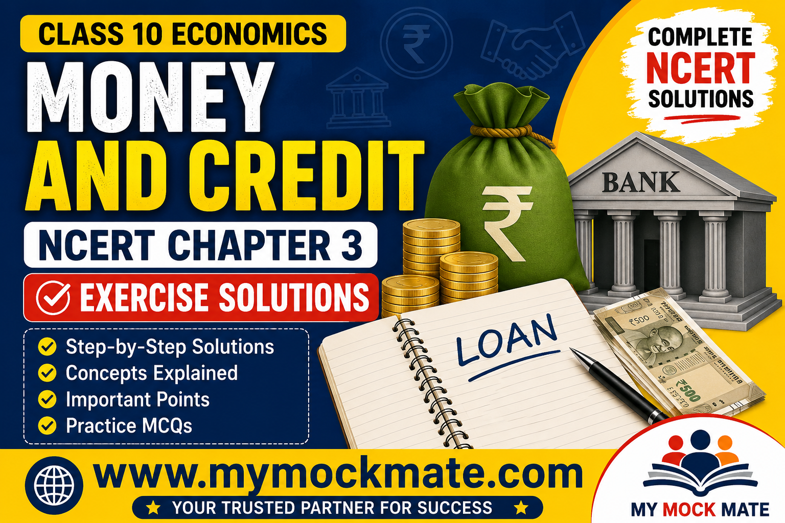ncert class 10 economics, money and credit solutions, class 10 economics chapter 3, ncert exercise answers, money and credit question answer