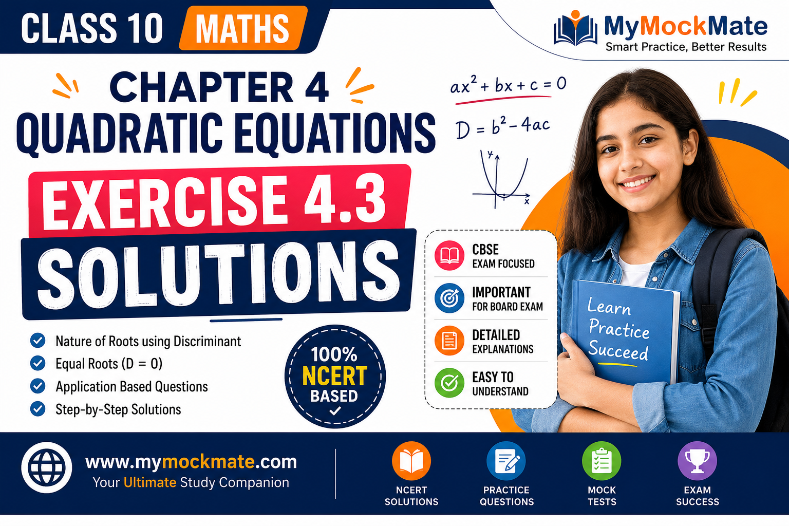 NCERT Class 10 Maths Exercise 4.3 Solutions | Nature of Roots