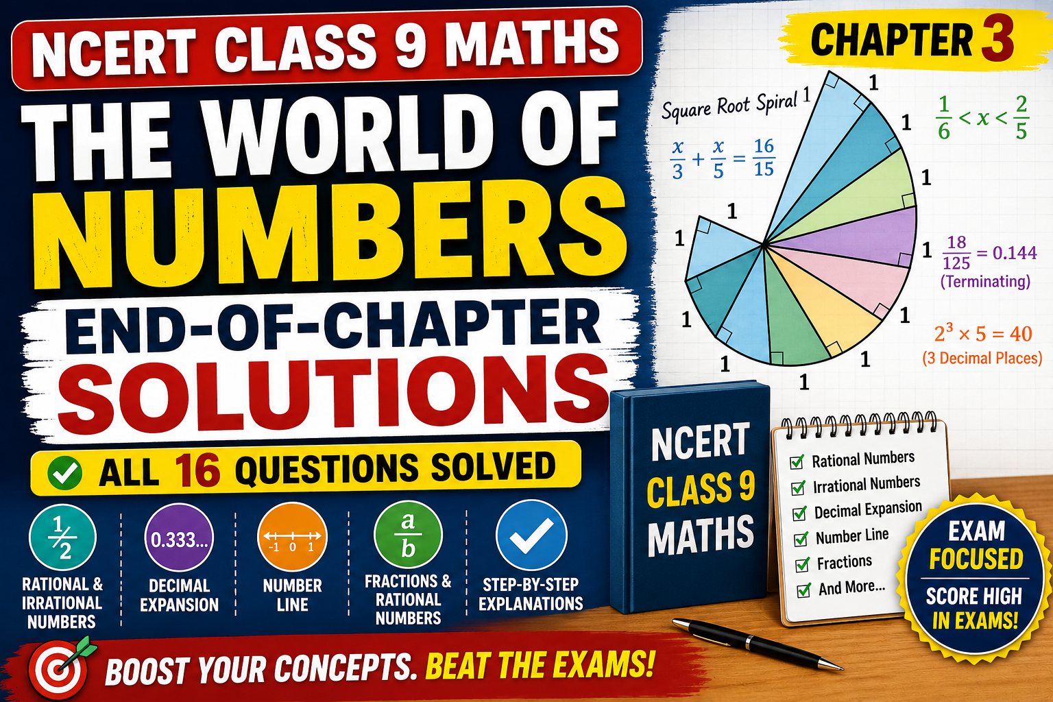 ncert class 9 maths end of chapter (the world of numbers) solutions