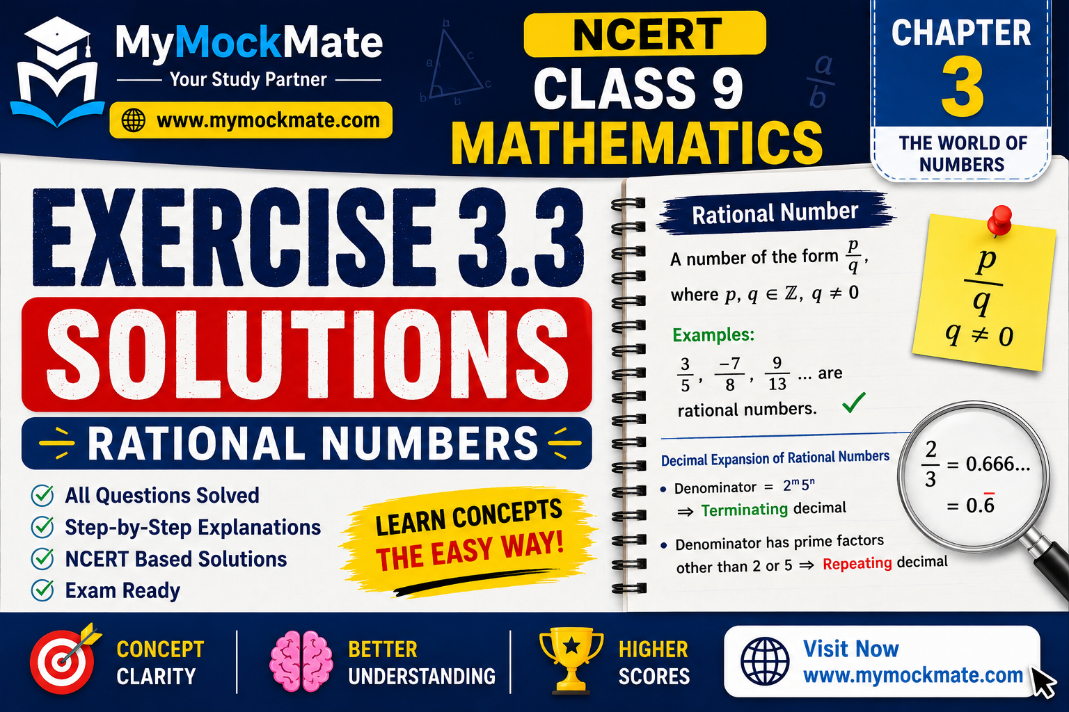 ncert class 9 maths exercise 3.3 solutions – rational numbers