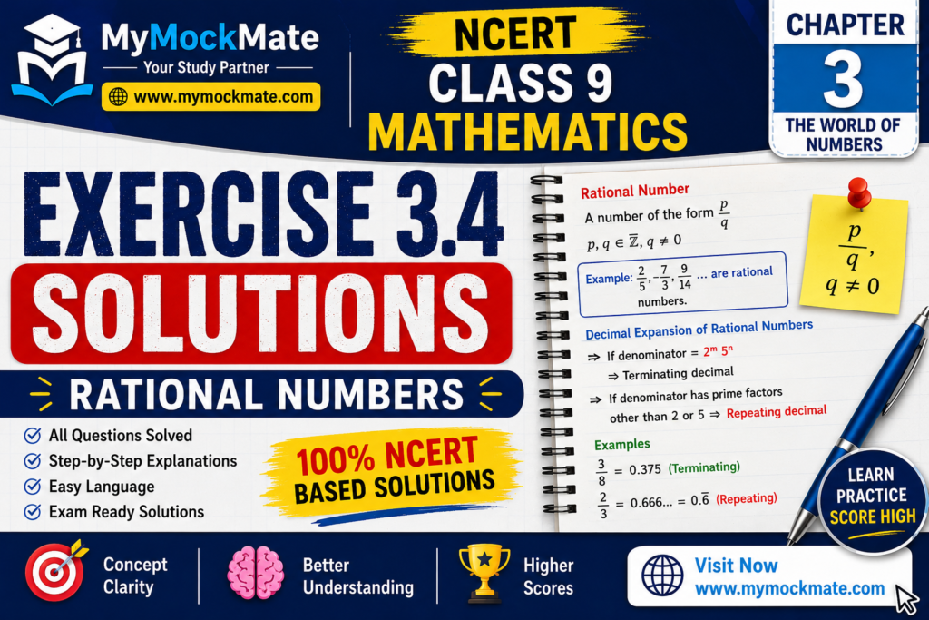NCERT Class 9 Maths Exercise 3.4 Solutions | Rational Numbers