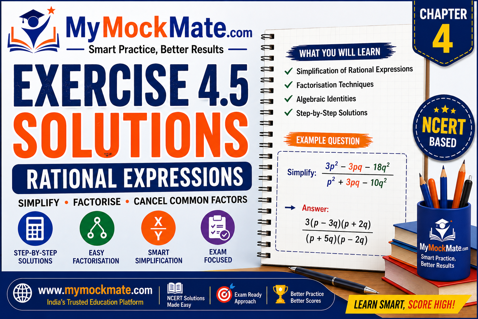 NCERT Class 9 Maths Exercise 4.5 Solutions Rational Expressions