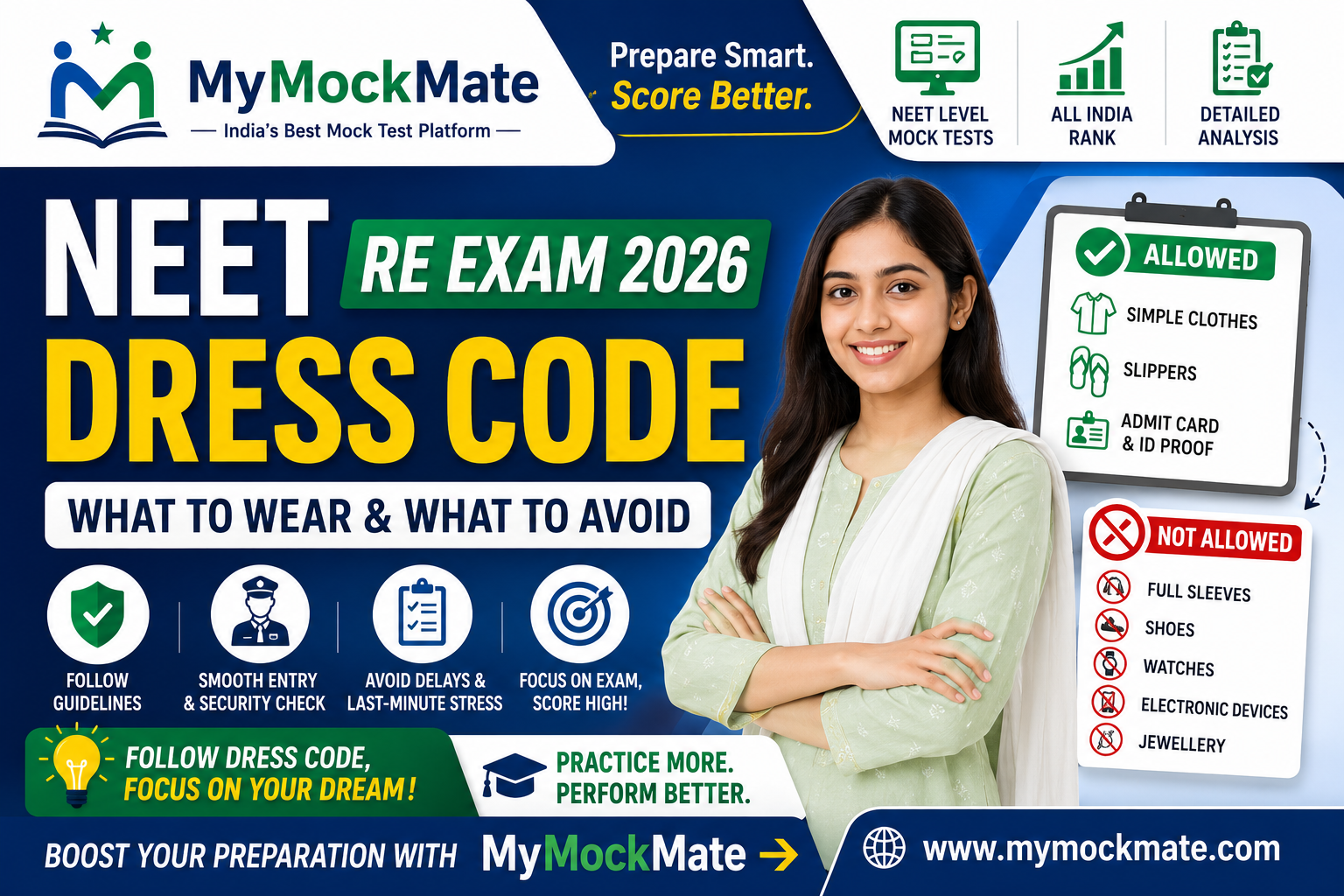 NEET Re Exam 2026 Dress Code What to Wear & What to Avoid