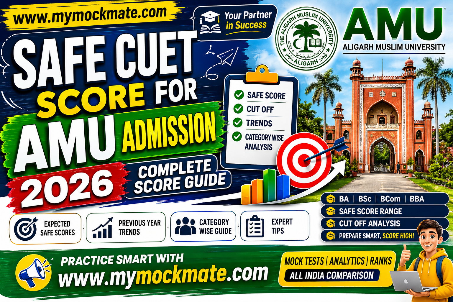 safe cuet score for amu admission 2026 complete score guide