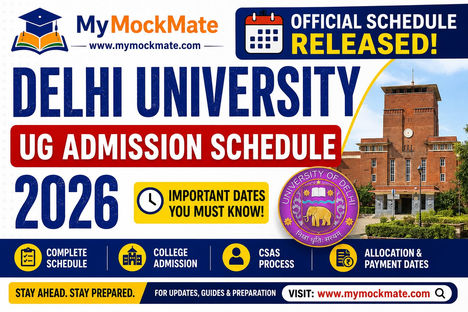 Delhi University UG Admission Schedule 2026 Released: Key Dates