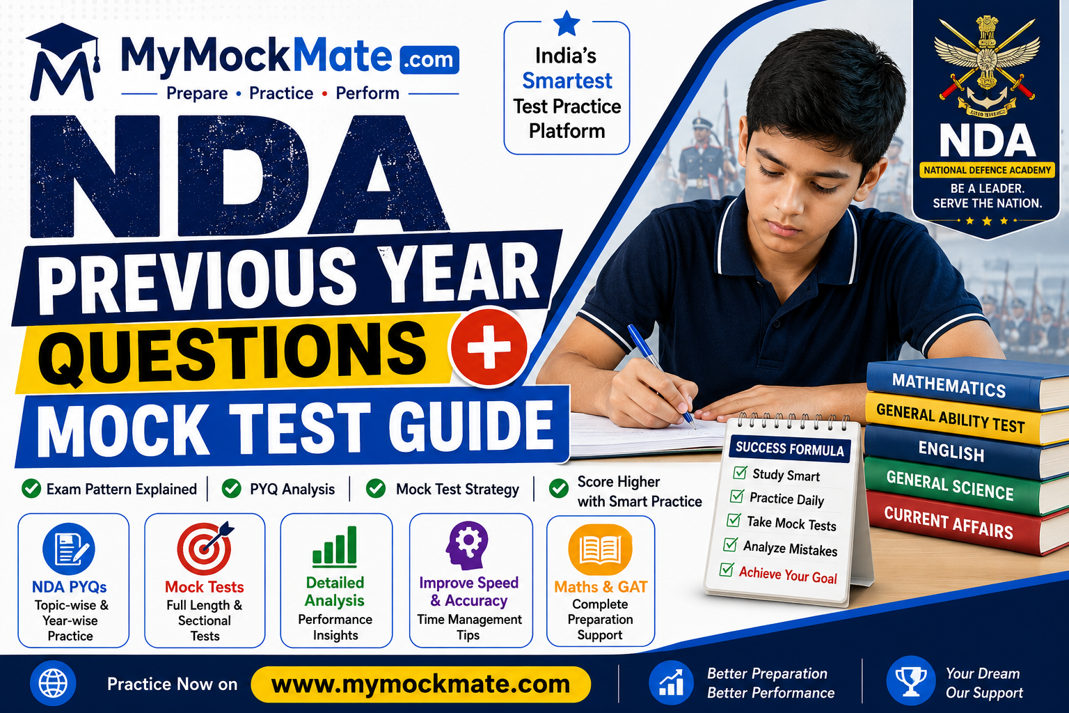 NDA Previous Year Questions + Mock Test Guide