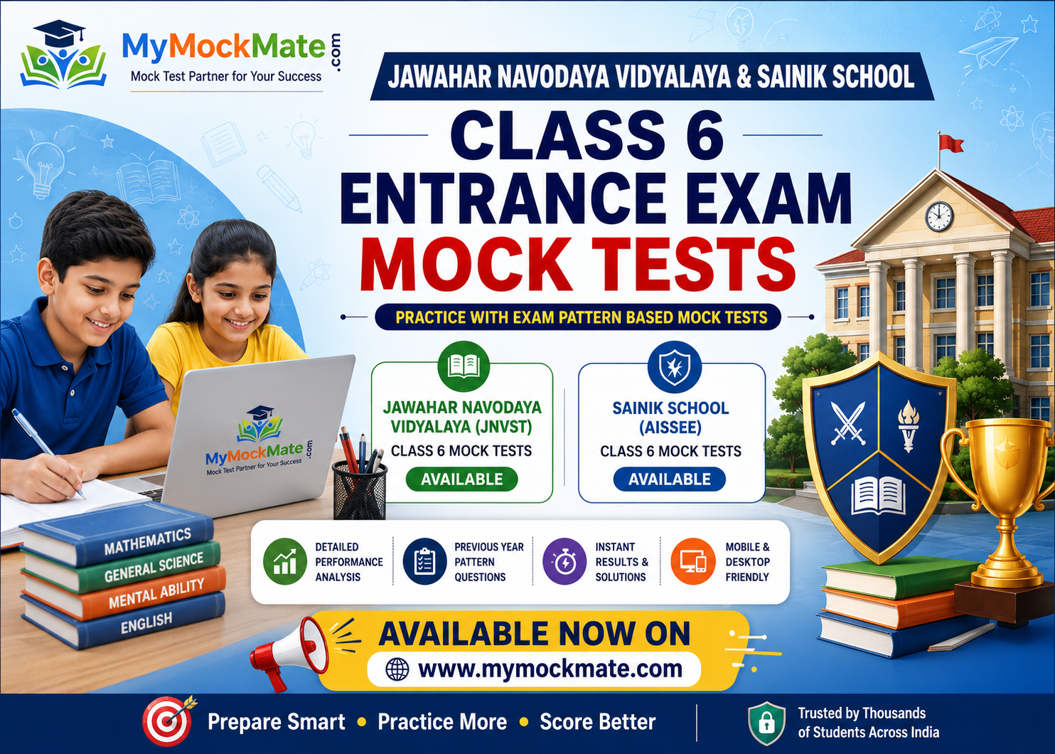 Jawahar Navodaya & Sainik School Entrance Mock Test