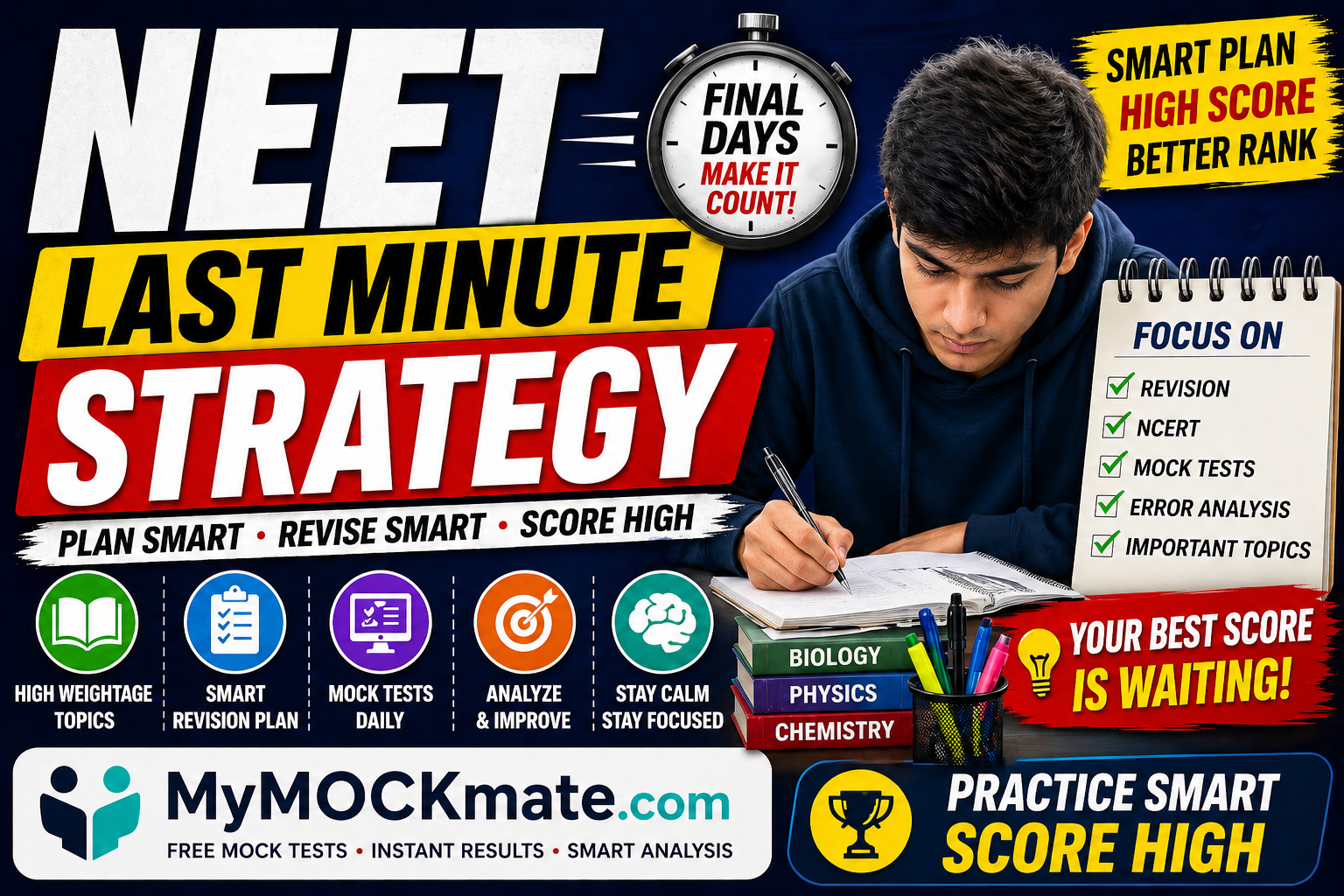 NEET Last Minute Strategy 2026 – Smart Revision Plan to Score Higher | MyMockMate